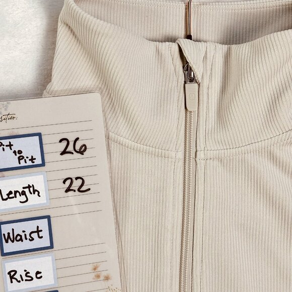 Lululemon Womens Brushed Softstreme Ribbed Half Zip Cream Size 12 Scandi Core - Picture 8 of 12